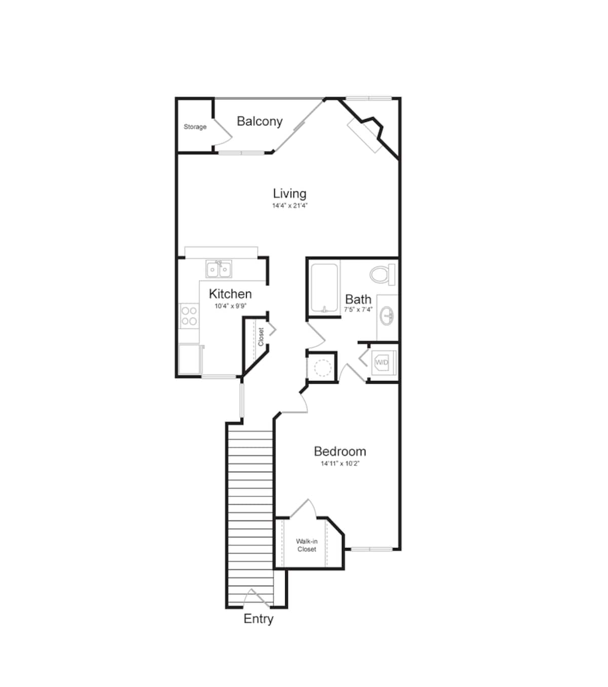Floorplan diagram for Kingsley Upper, showing 1 bedroom