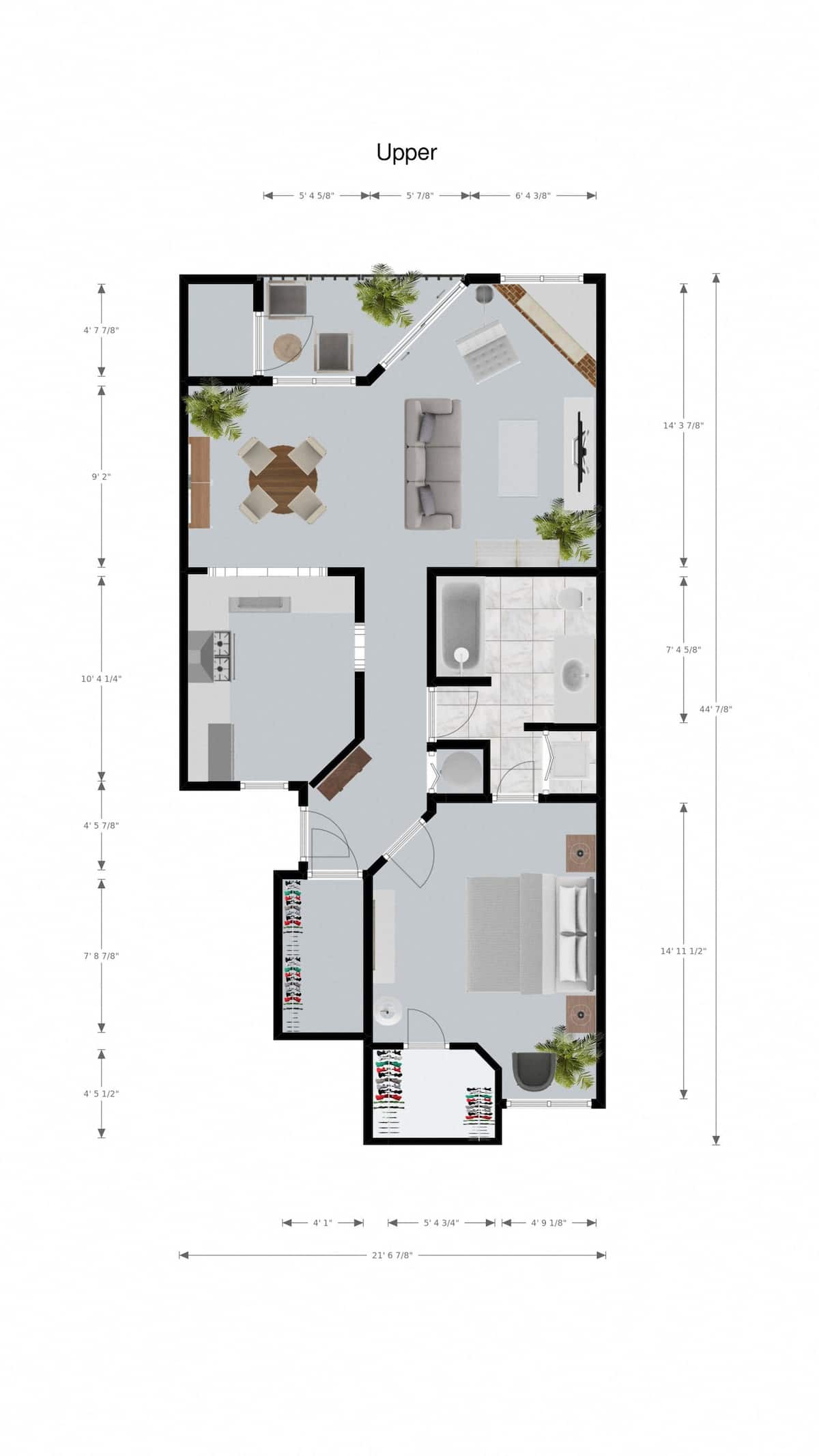 Floorplan diagram for Kensington Lower, showing 1 bedroom