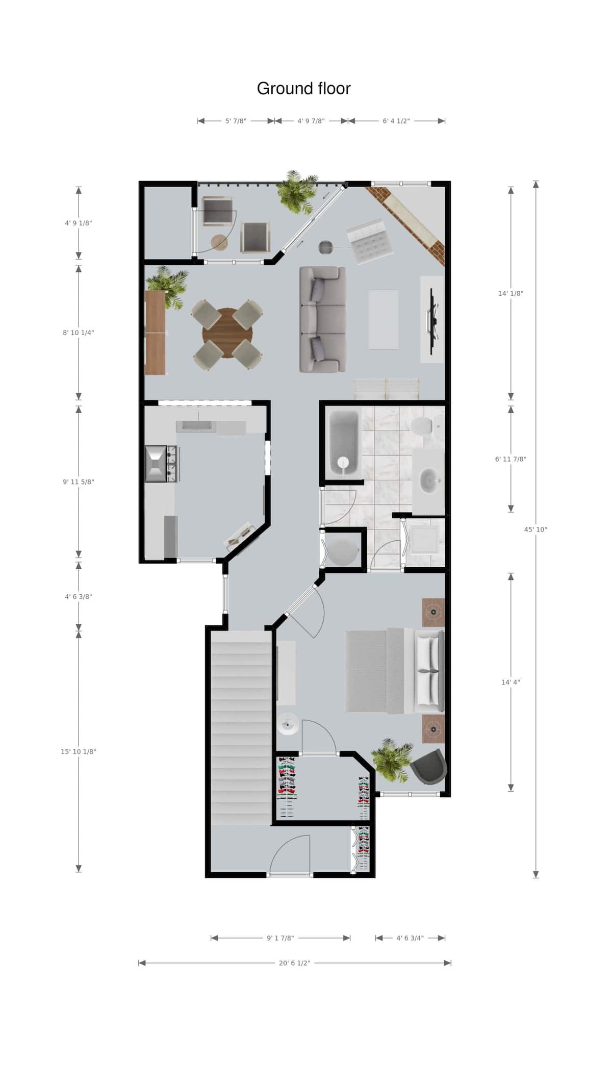 Floorplan diagram for Kensington Upper, showing 1 bedroom