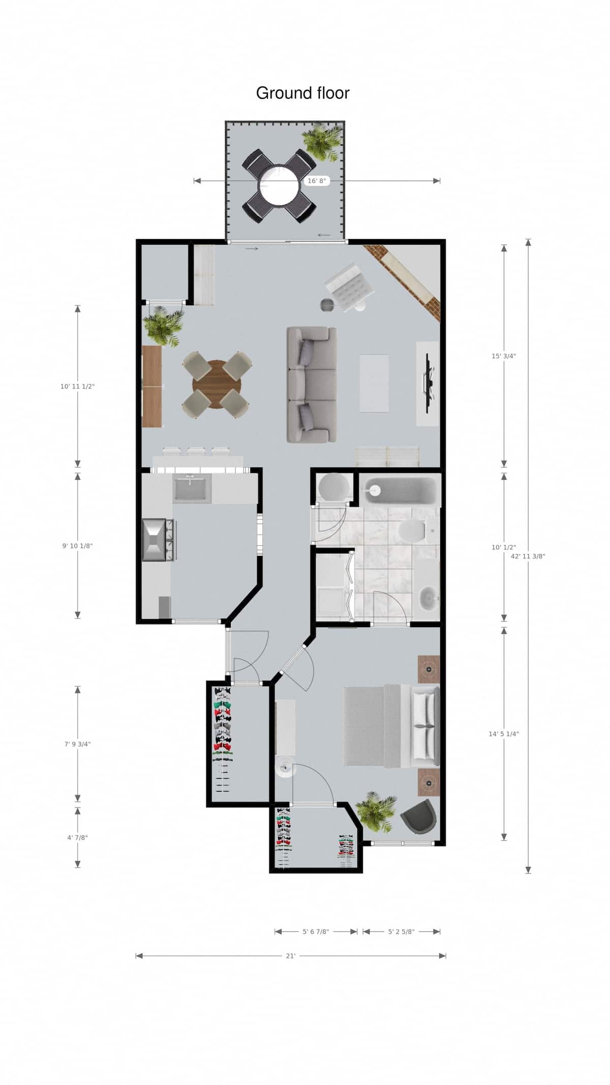 Floorplan diagram for Kensington II Lower, showing 1 bedroom