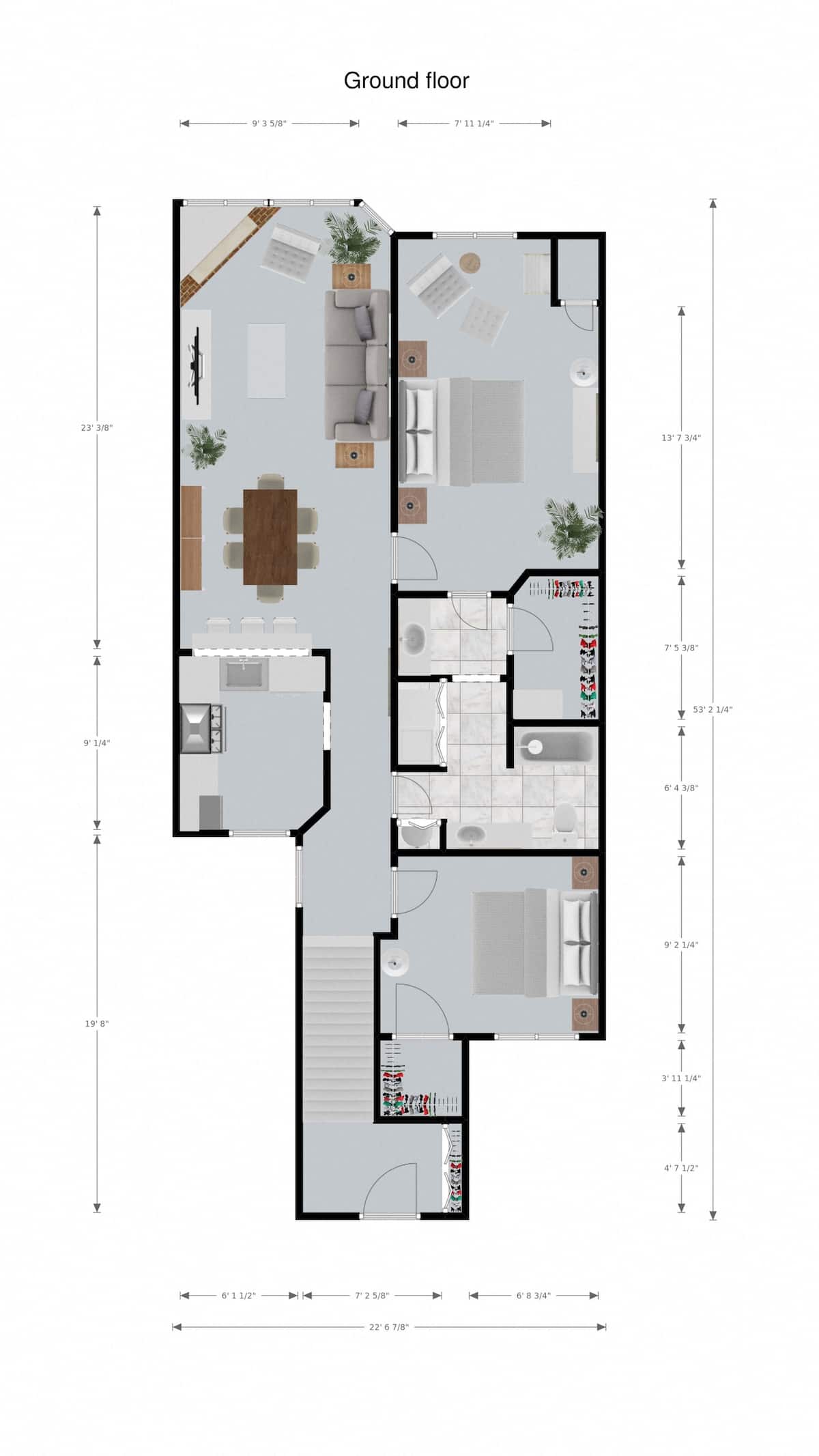 Floorplan diagram for Langley II Upper, showing 2 bedroom