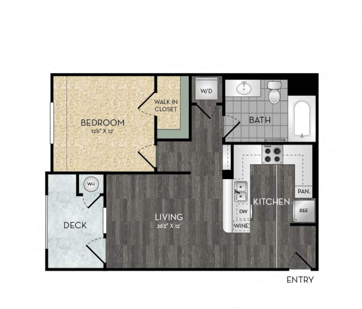 Floorplan diagram for A1, showing 1 bedroom