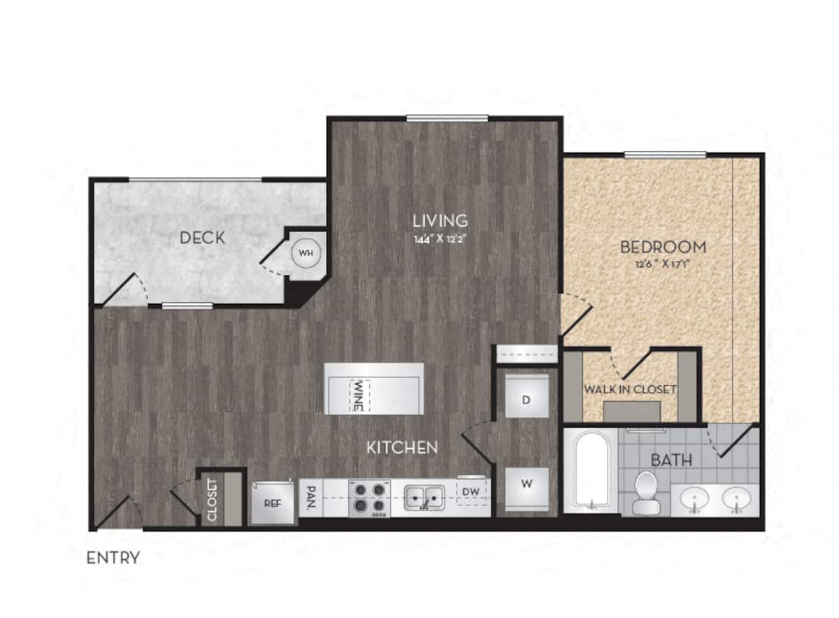 Floorplan diagram for A3, showing 1 bedroom