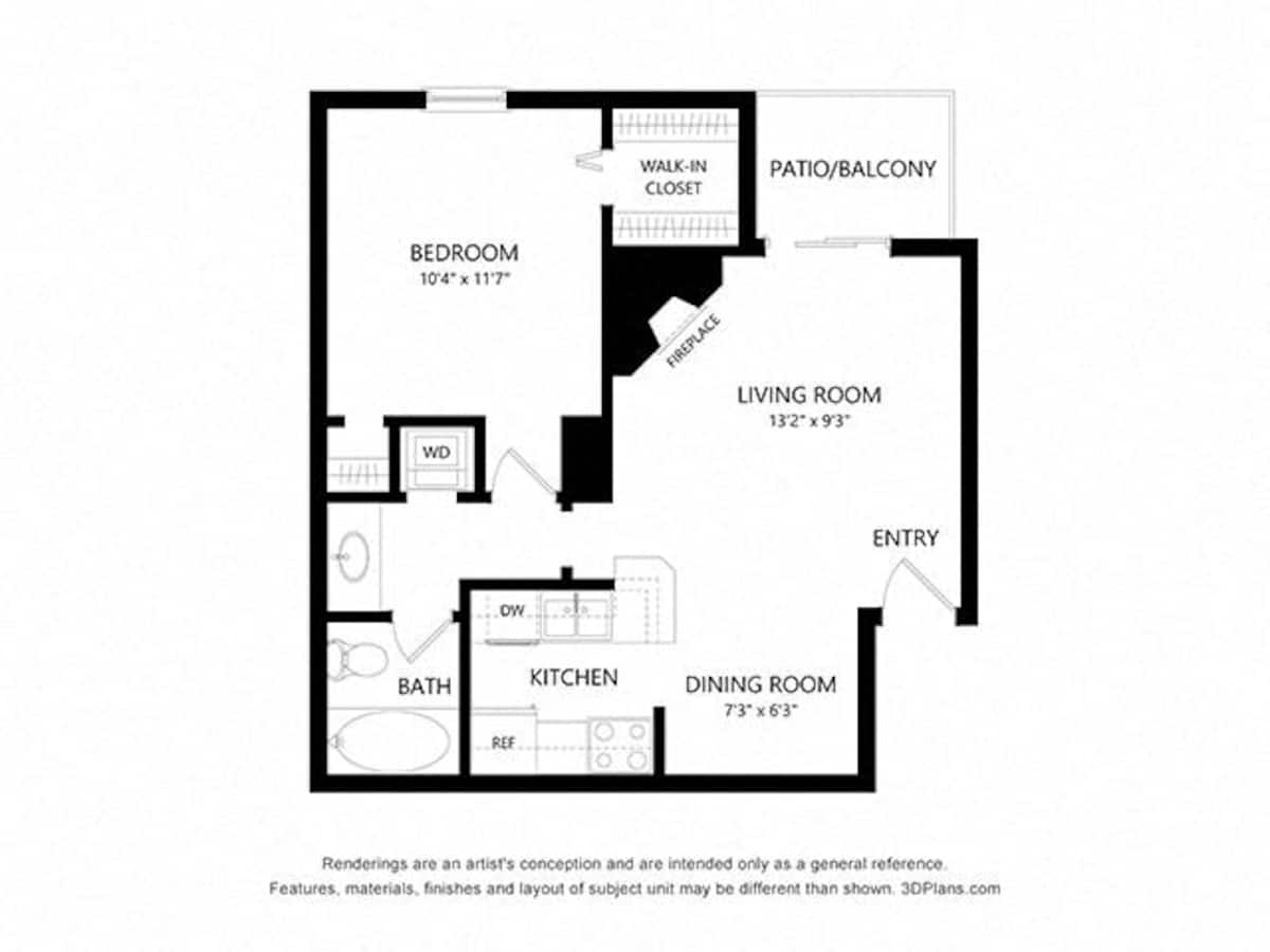 Floorplan diagram for A2, showing 1 bedroom
