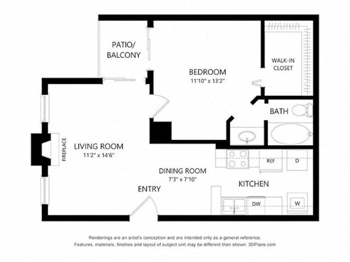 Floorplan diagram for A5, showing 1 bedroom