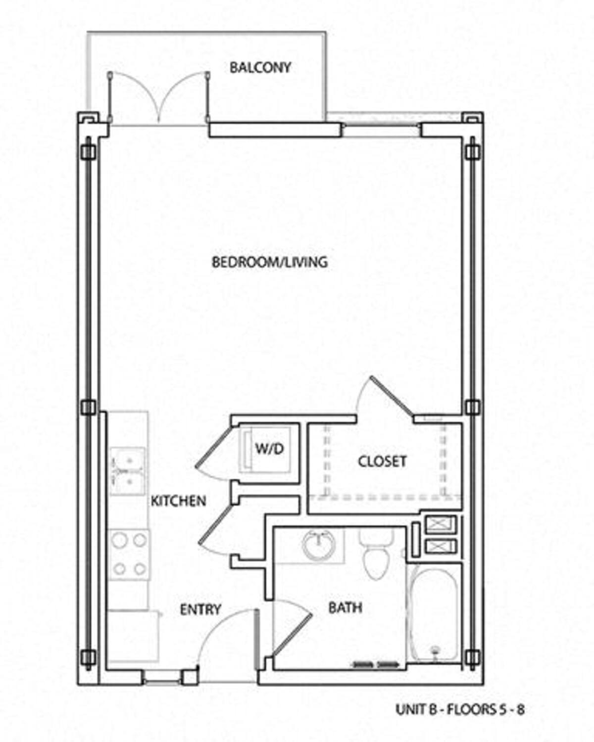 Floorplan diagram for B Floorplan- Unfurnished, showing Studio