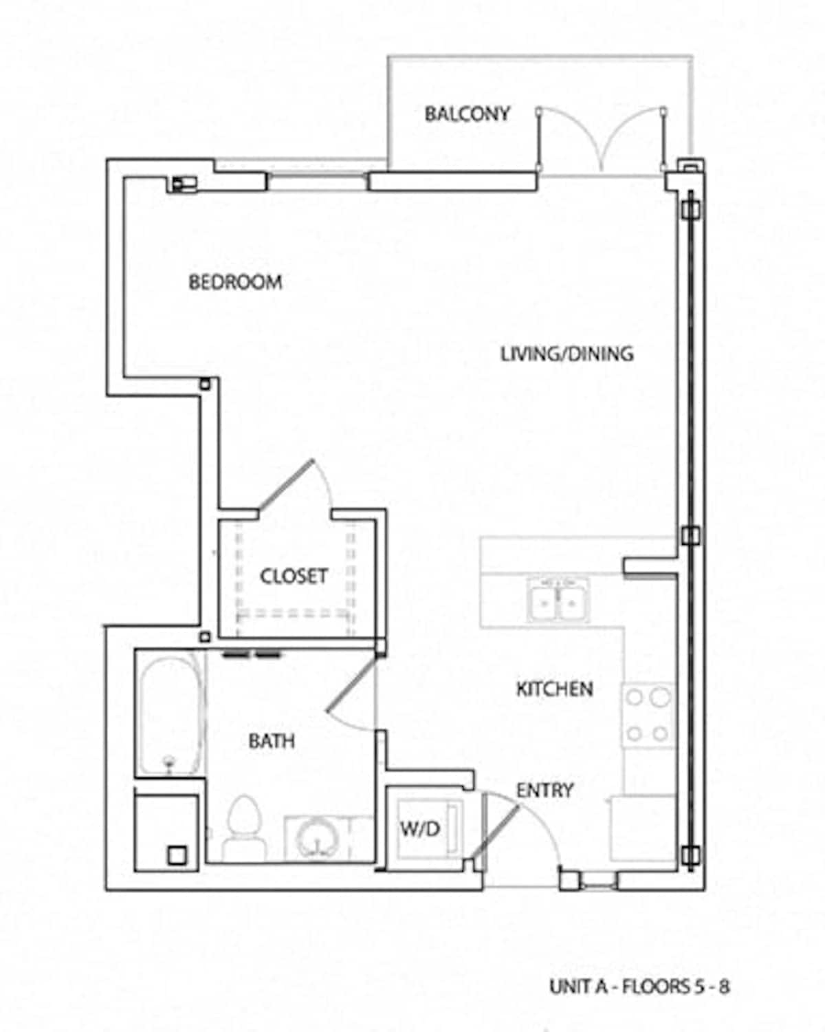Floorplan diagram for A Floorplan, showing Studio