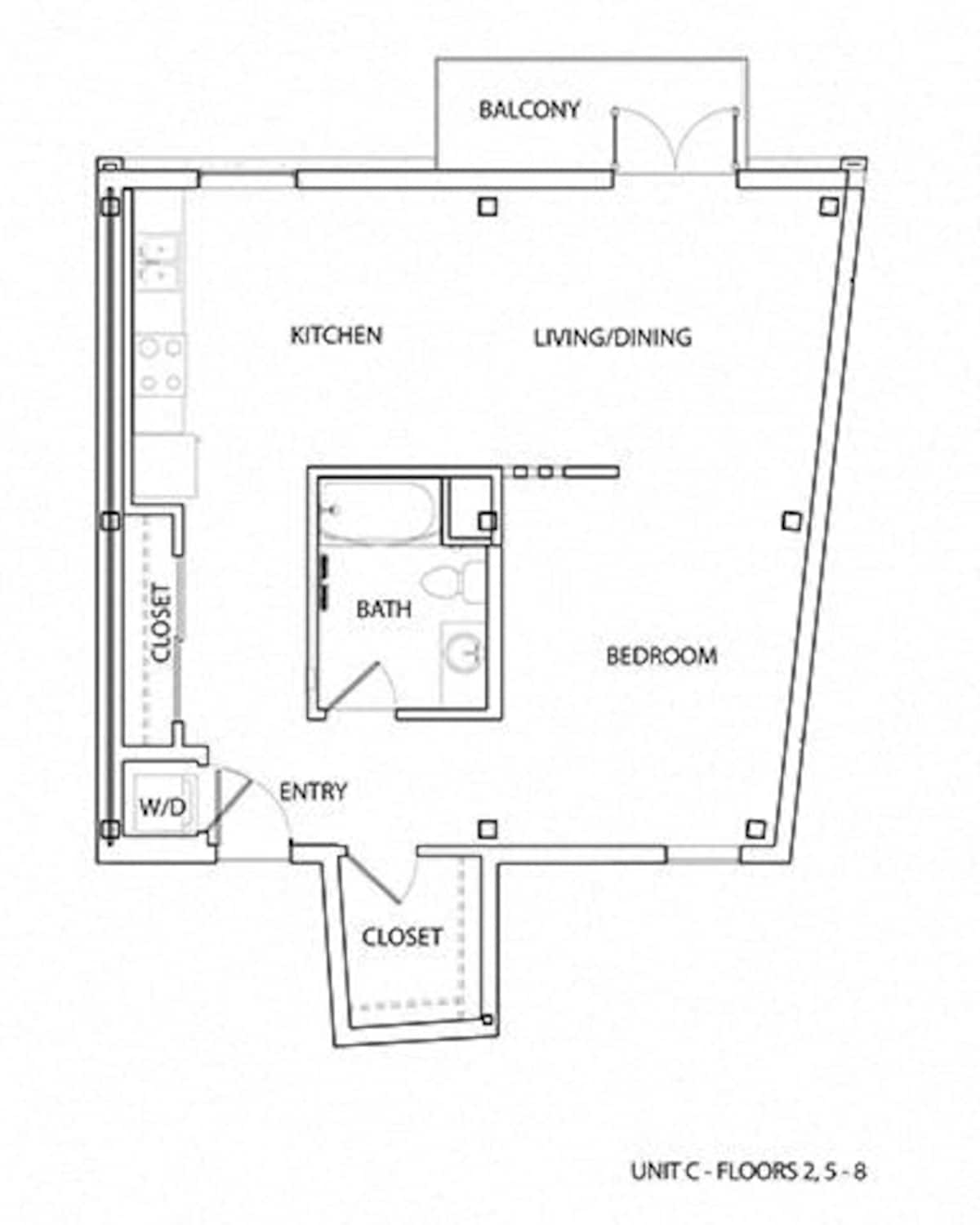 Floorplan diagram for C1 Floorplan (Open Style), showing Studio