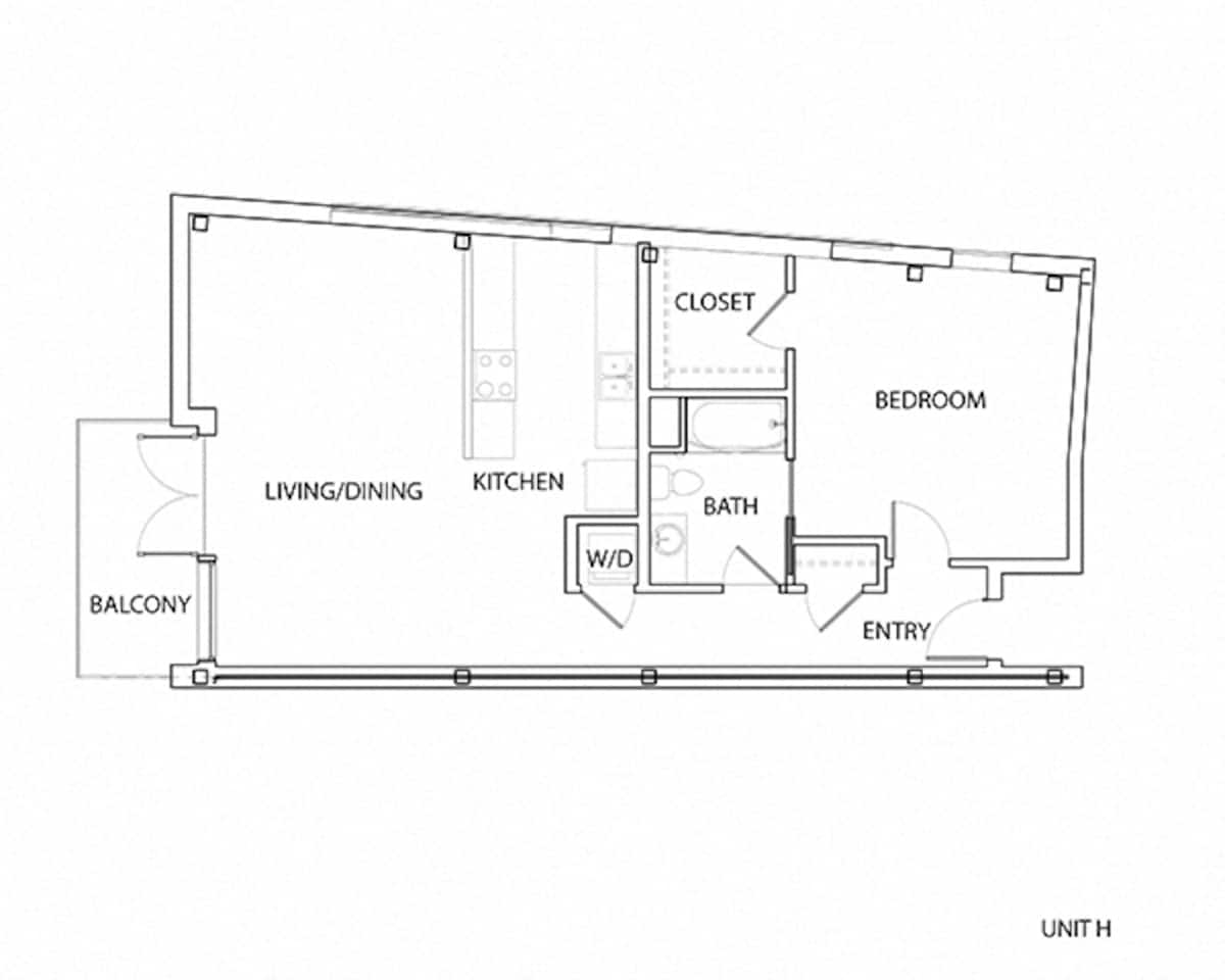 Floorplan diagram for H1 Floorplan, showing 1 bedroom