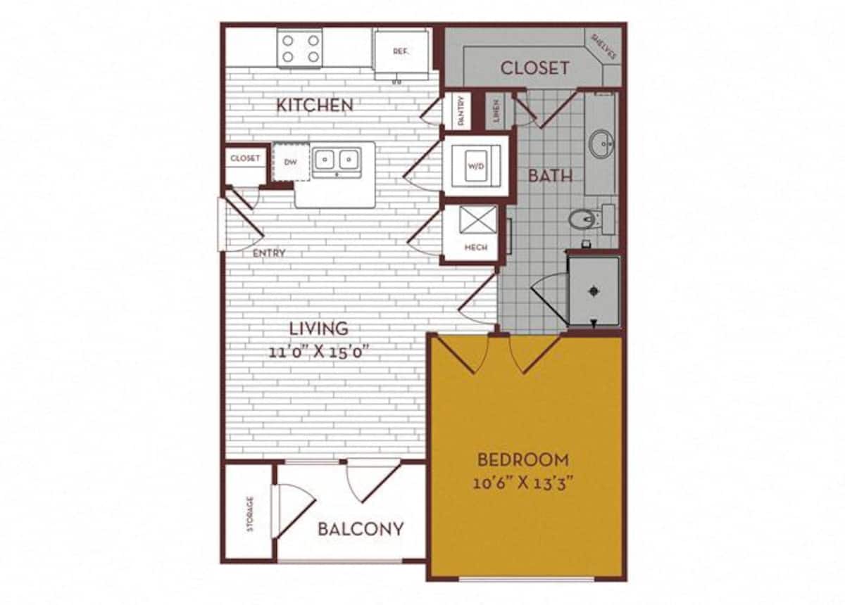 Floorplan diagram for A1, showing 1 bedroom