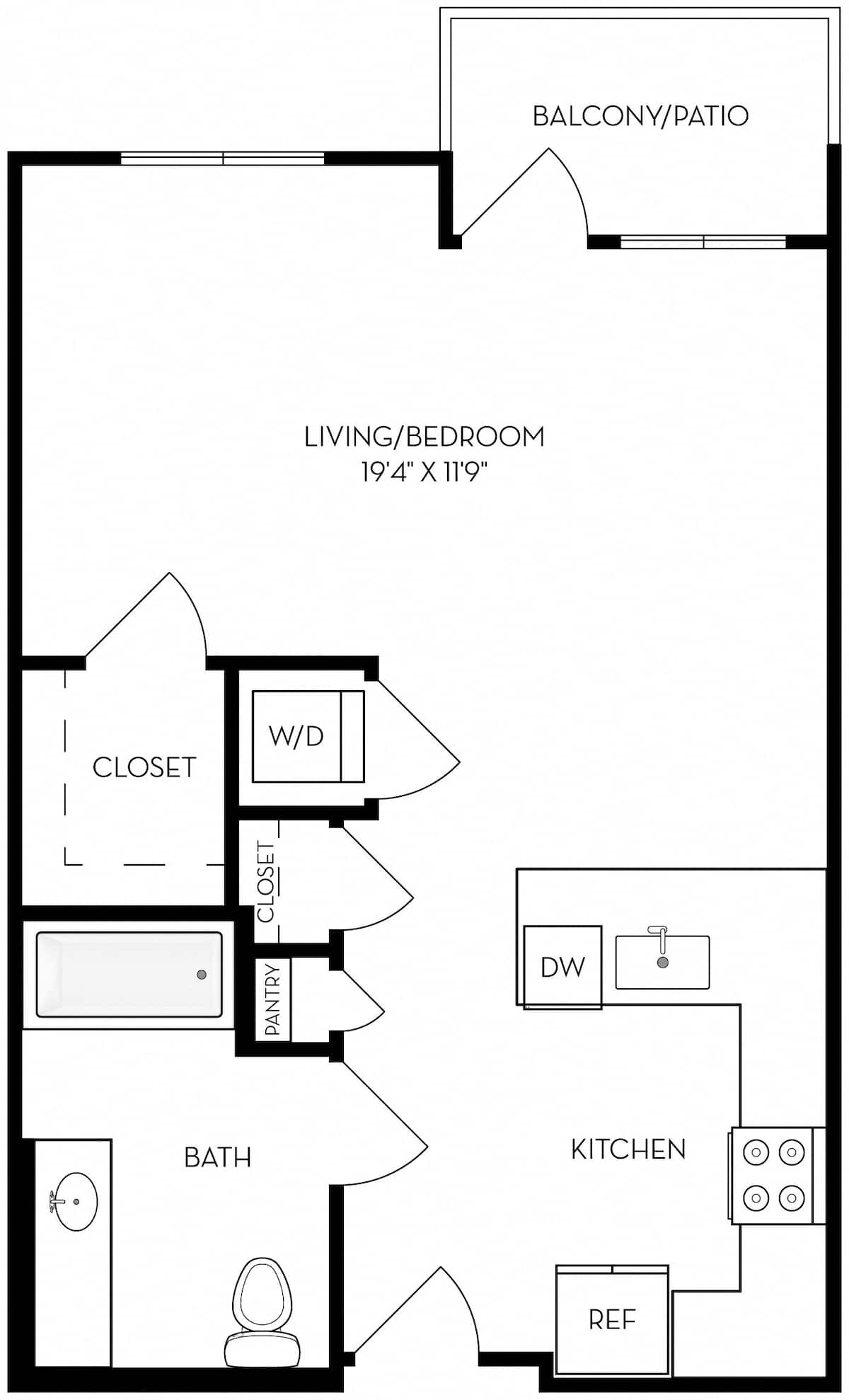 Floorplan diagram for S1, showing Studio