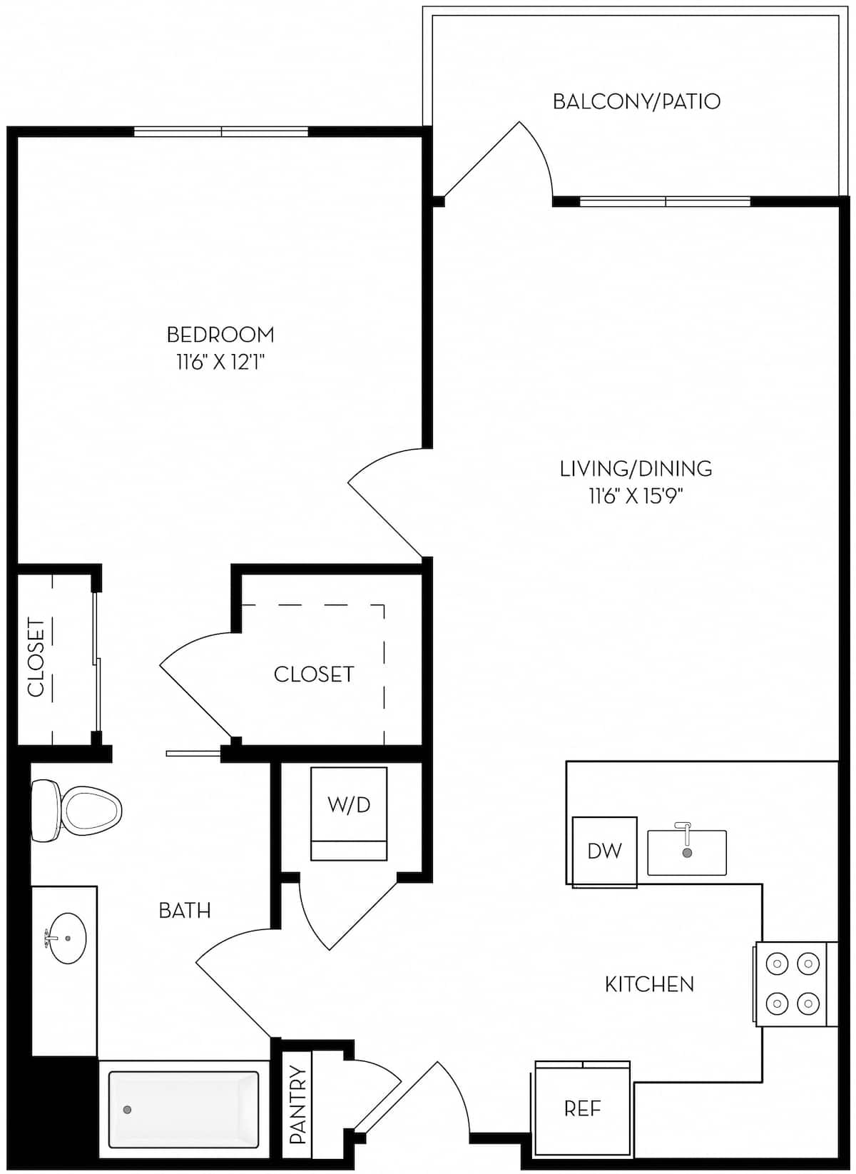 Floorplan diagram for A1, showing 1 bedroom