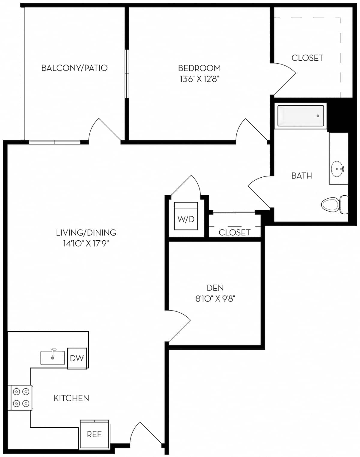 Floorplan diagram for A2, showing 1 bedroom