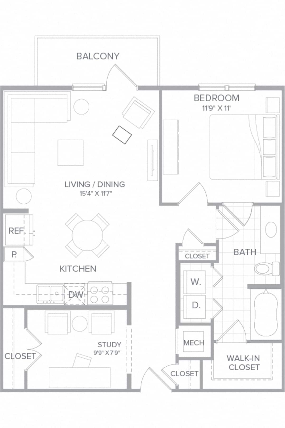 Floorplan diagram for A3, showing 1 bedroom