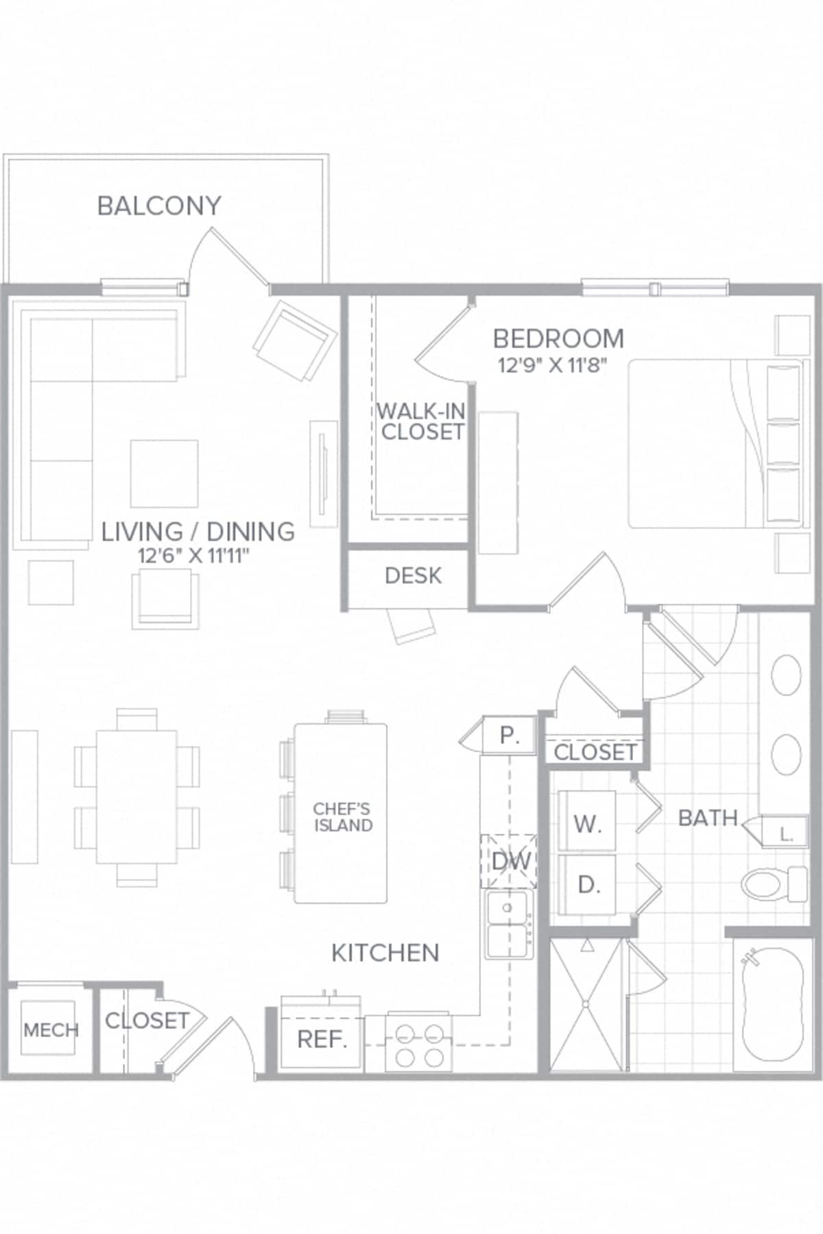Floorplan diagram for A4, showing 1 bedroom