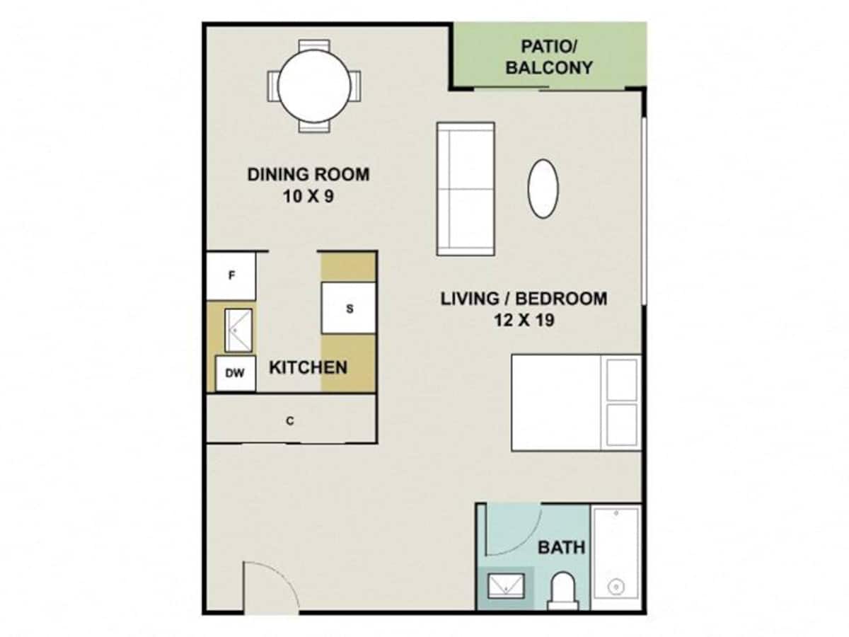 Floorplan diagram for S1, showing Studio