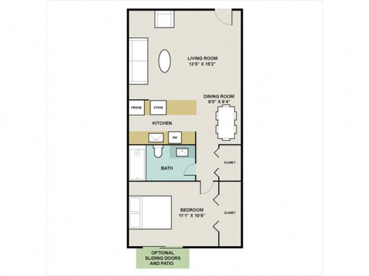Floorplan diagram for A1, showing 1 bedroom