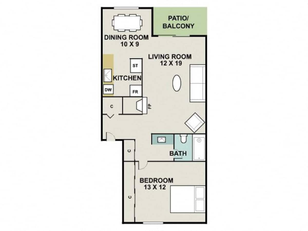 Floorplan diagram for A4, showing 1 bedroom