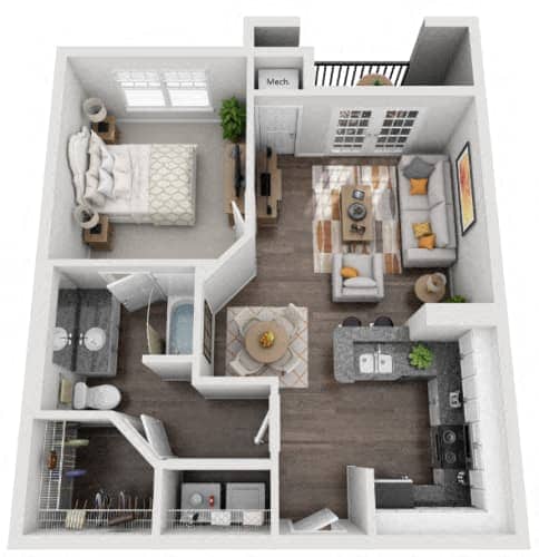 Floorplan diagram for The Alliance, showing 1 bedroom