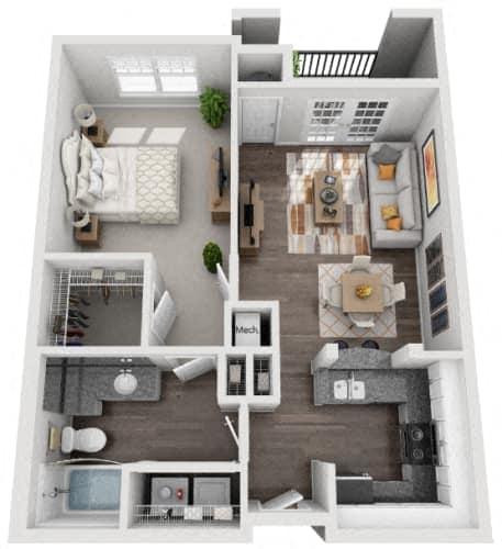 Floorplan diagram for The Atlantic, showing 1 bedroom