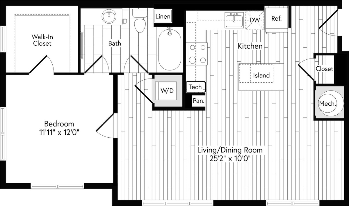 Plano de 1GNR EAST, que muestra 1 dormitorio