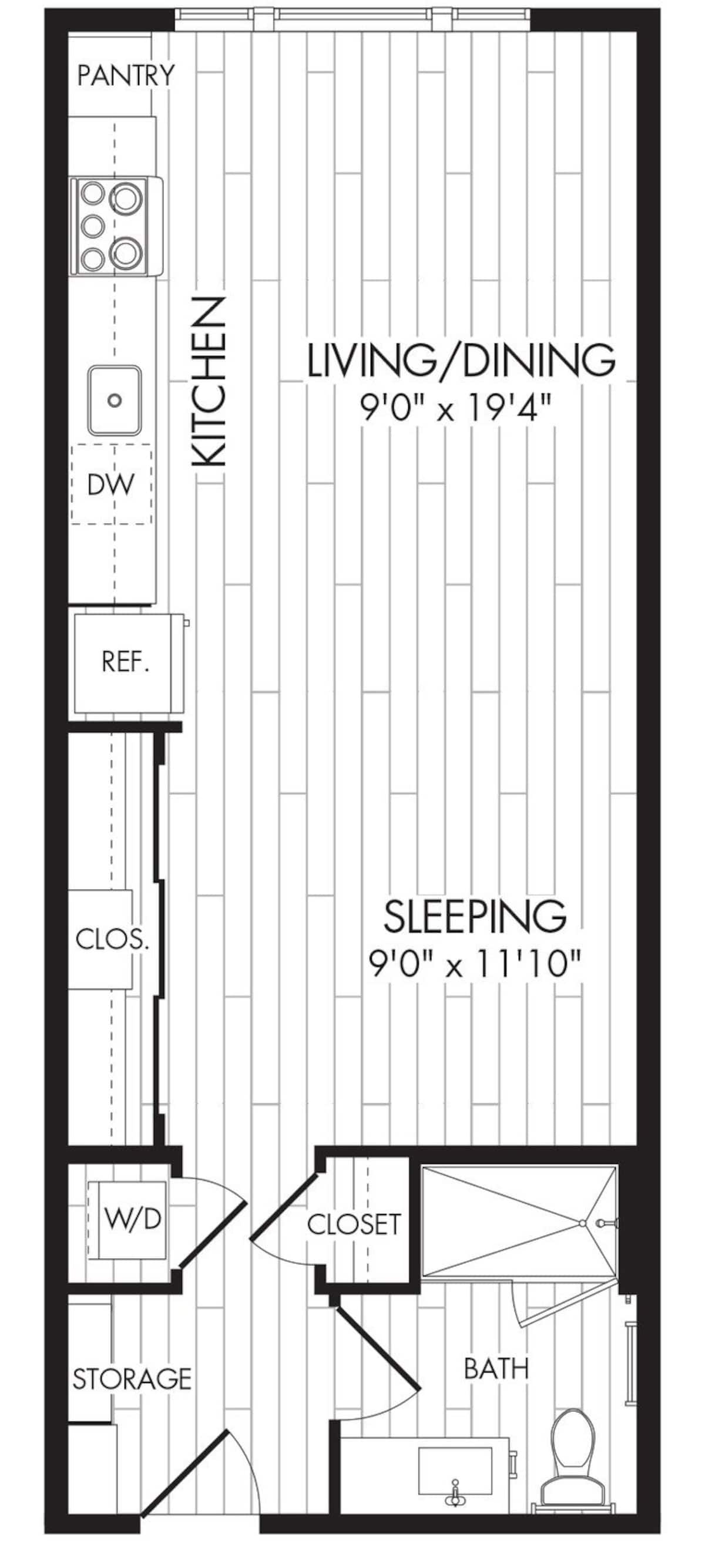Floorplan diagram for 0A, showing Studio