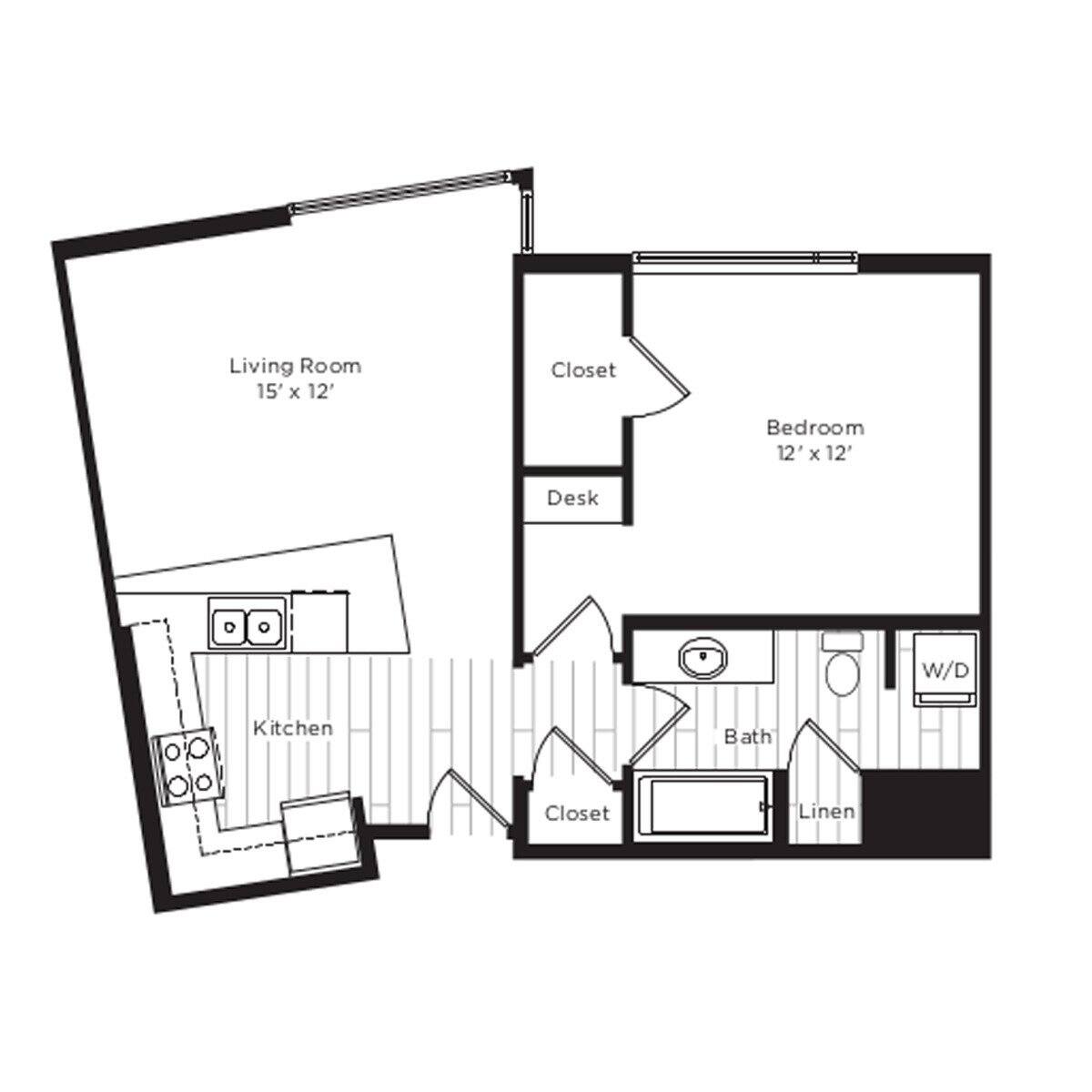 Floorplan diagram for A1, showing 1 bedroom