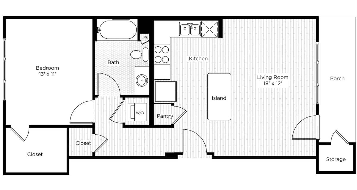Floorplan diagram for 1BS, showing 1 bedroom
