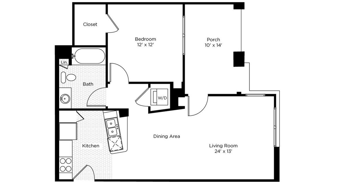 Floorplan diagram for 1CN, showing 1 bedroom