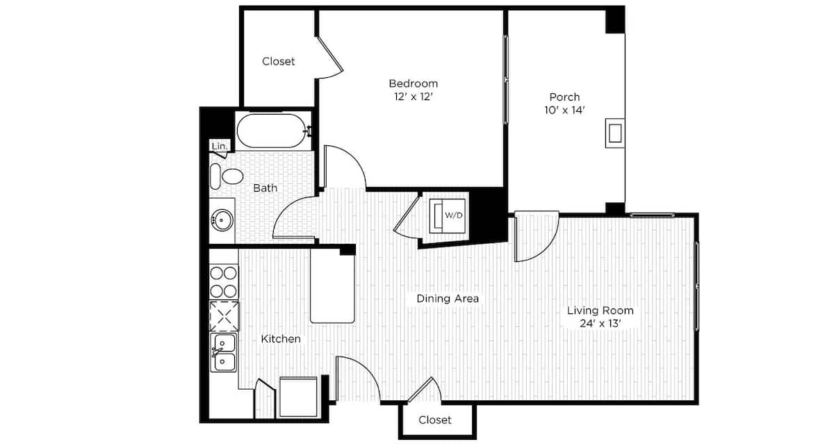 Floorplan diagram for 1CS, showing 1 bedroom