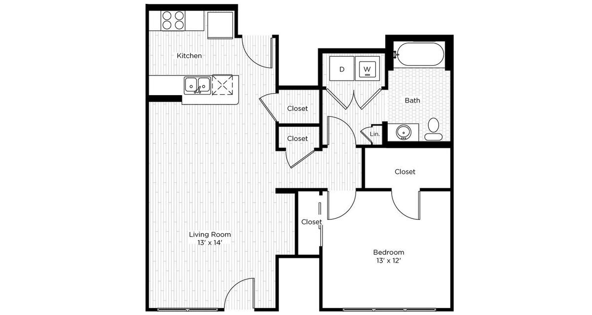 Floorplan diagram for 1DS, showing 1 bedroom