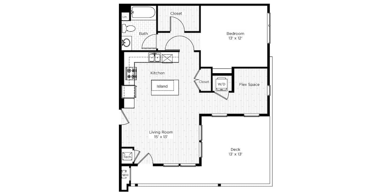 Floorplan diagram for 1CA, showing 1 bedroom