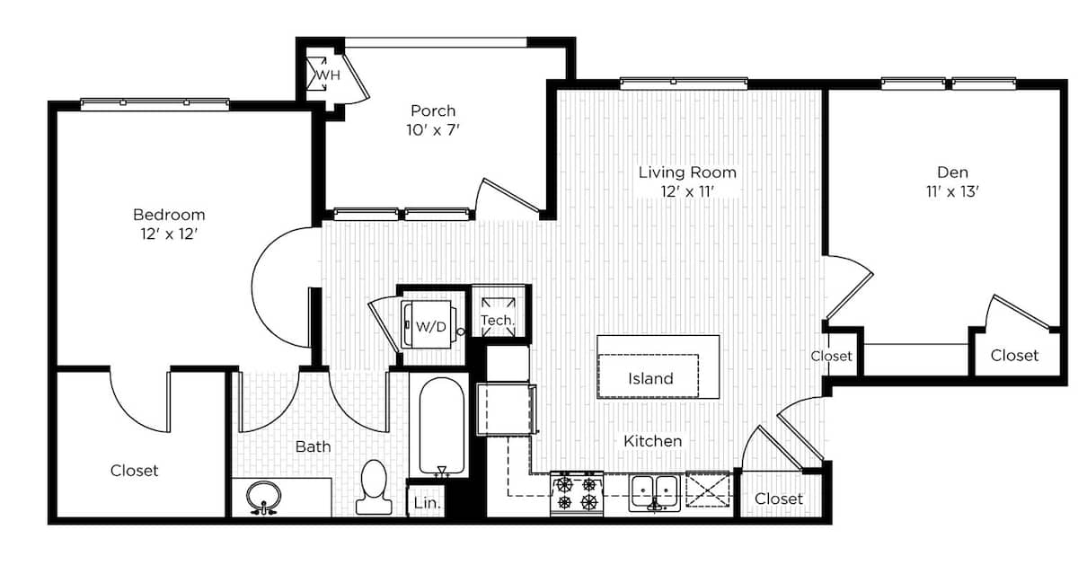 Floorplan diagram for The Aster North - 1EA, showing 1 bedroom