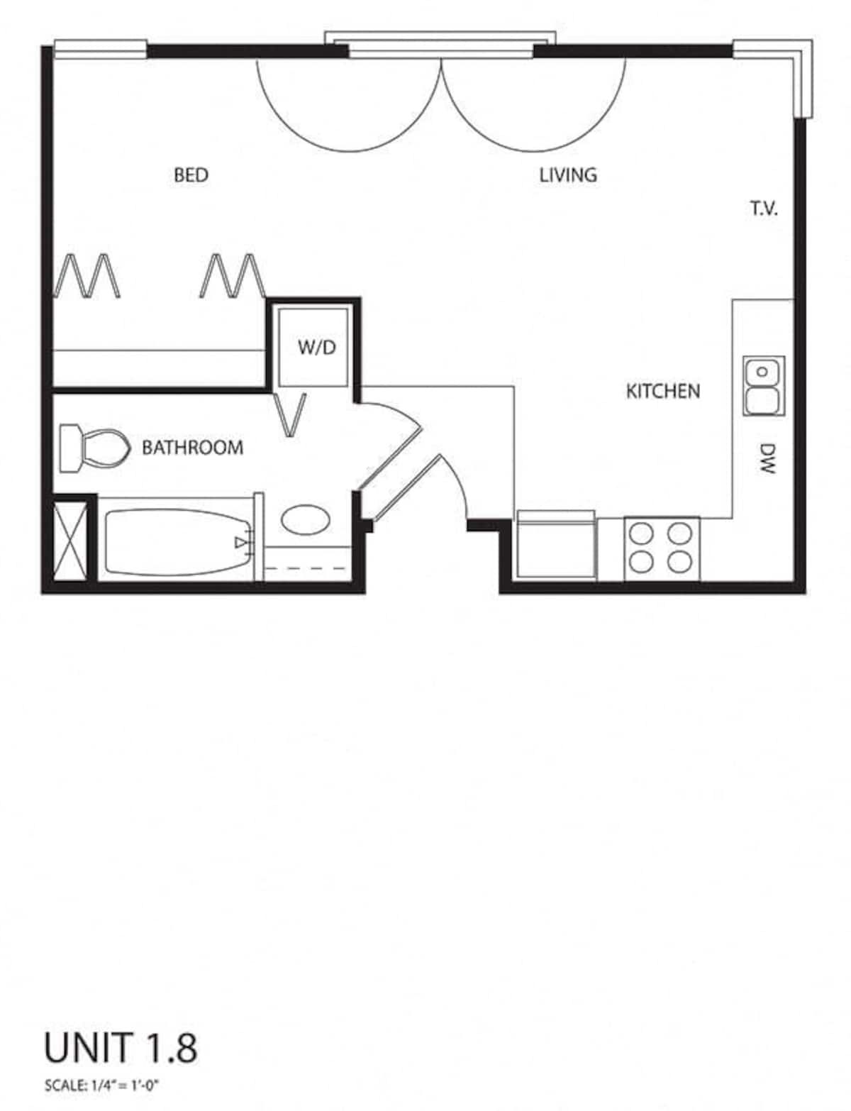 Floorplan diagram for Renovated 439  Sq Ft., showing Studio
