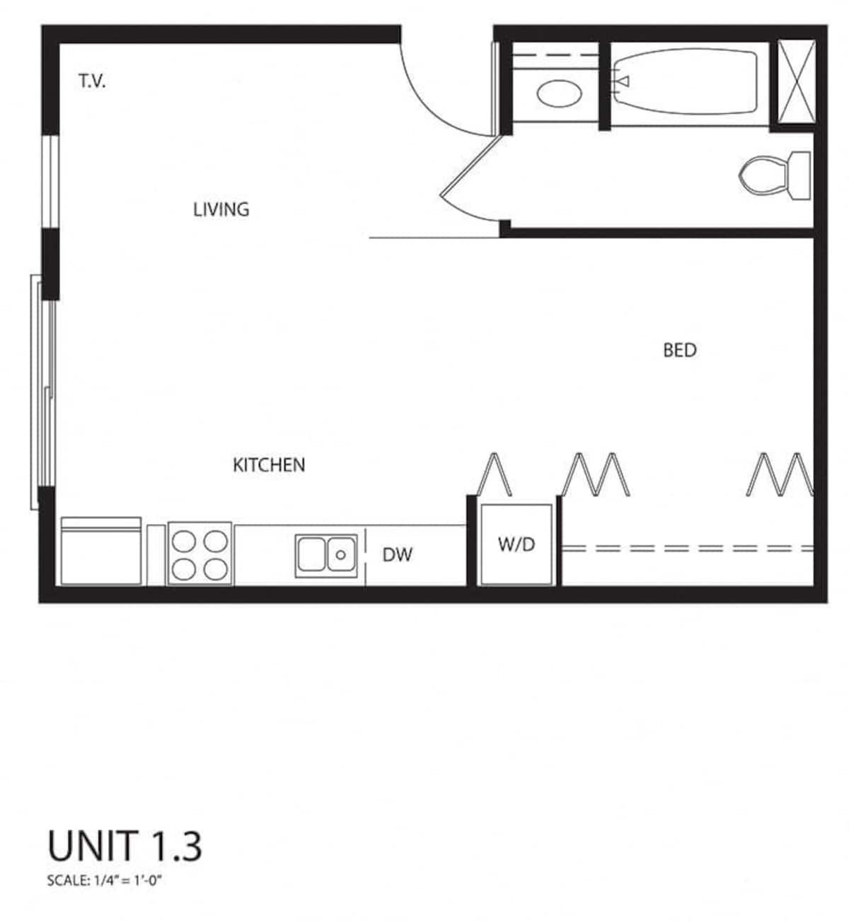 Floorplan diagram for Renovated - 456 Sq Ft., showing Studio