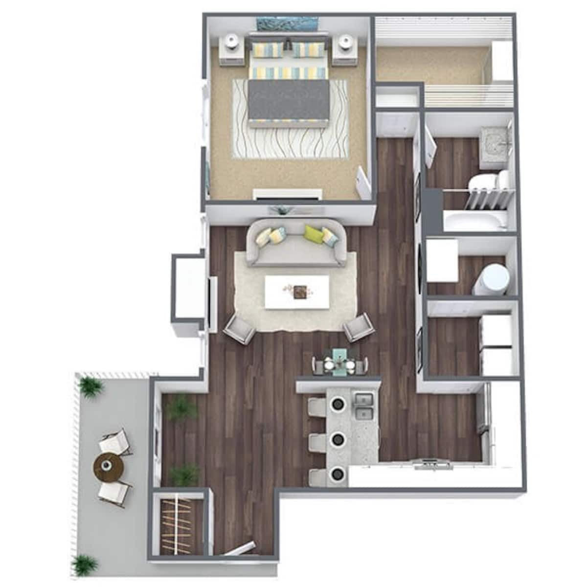 Floorplan diagram for A3 | Birch, showing 1 bedroom