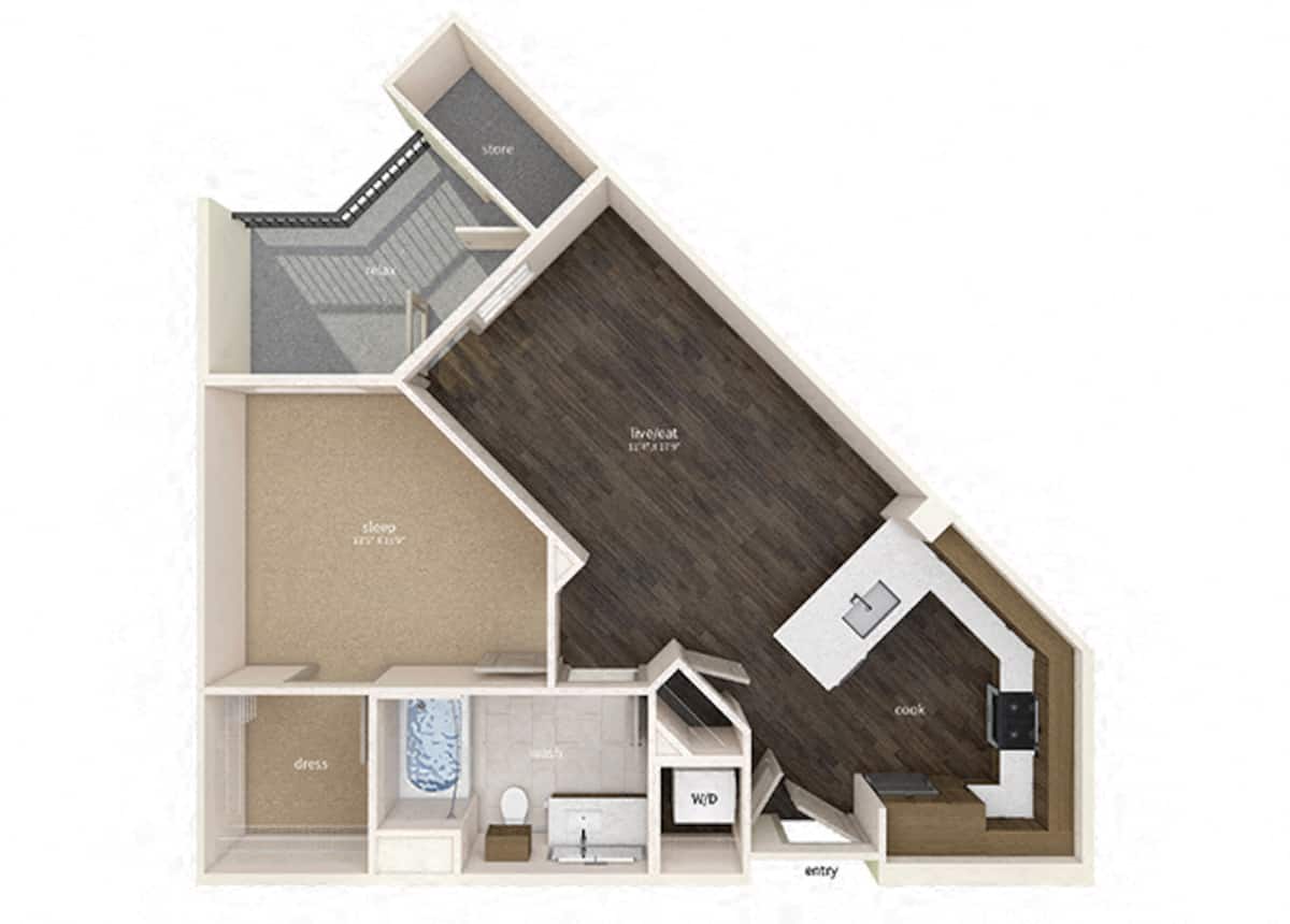 Floorplan diagram for A1, showing 1 bedroom