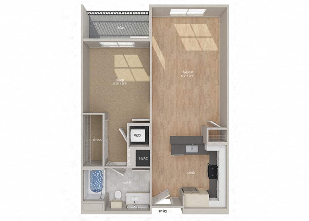 Floorplan diagram for A2, showing 1 bedroom