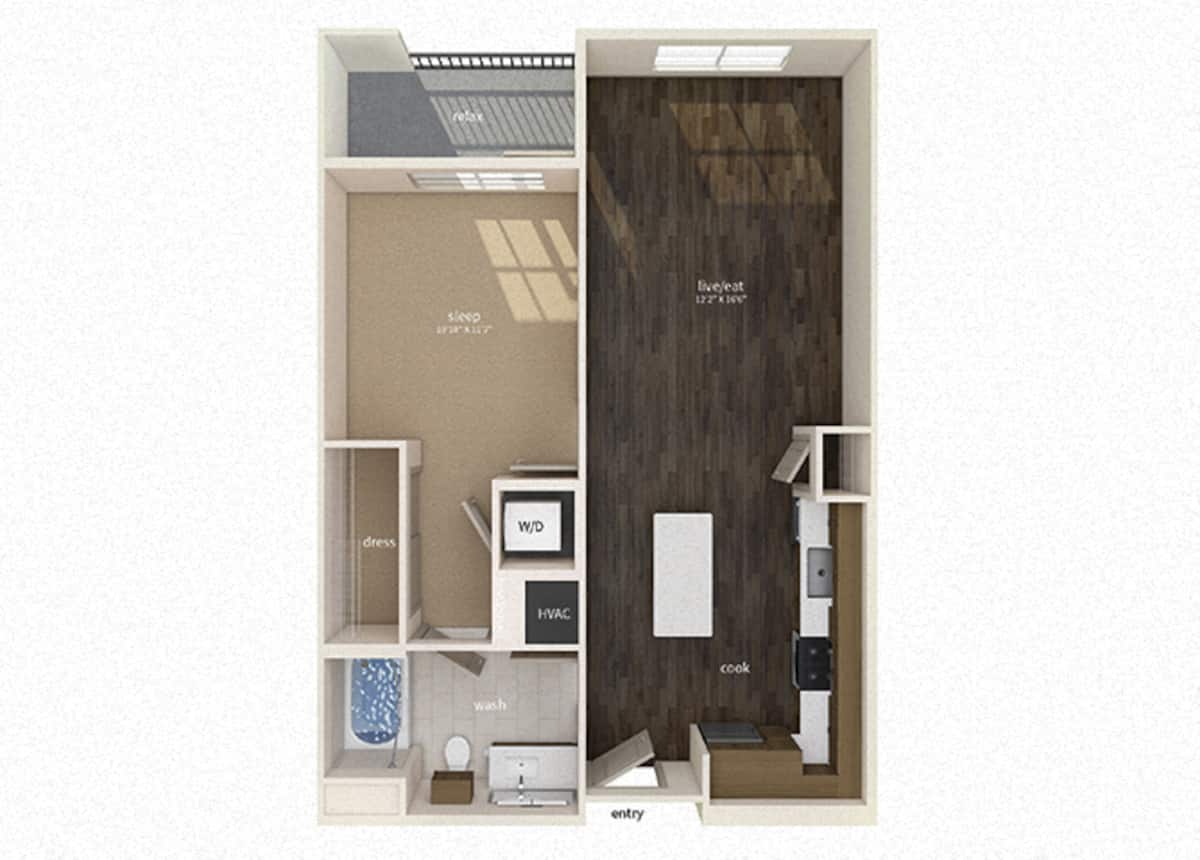 Floorplan diagram for A3, showing 1 bedroom