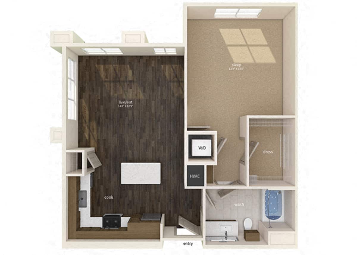 Floorplan diagram for A7, showing 1 bedroom