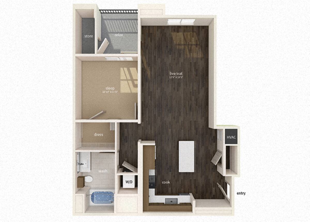 Floorplan diagram for A8, showing 1 bedroom