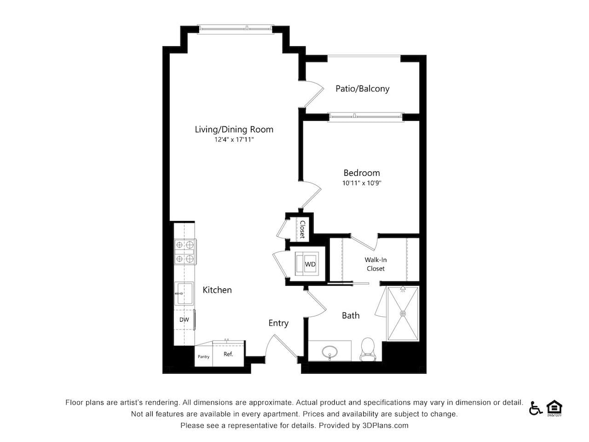 Floorplan diagram for 1A-4, showing 1 bedroom