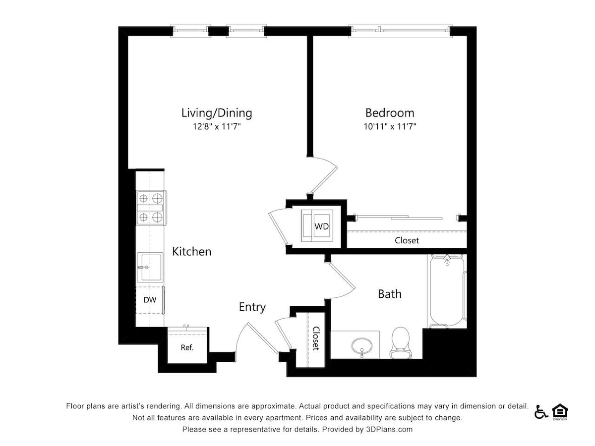 Floorplan diagram for 1A-6, showing 1 bedroom