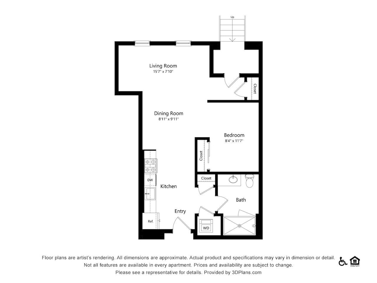 Floorplan diagram for 1B-7, showing 1 bedroom