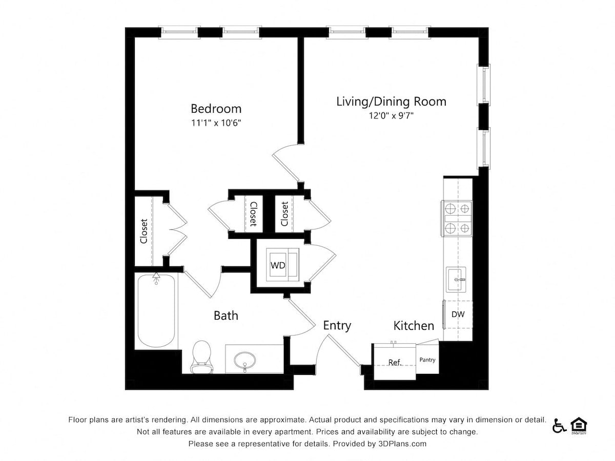 Floorplan diagram for 1Q-1, showing 1 bedroom