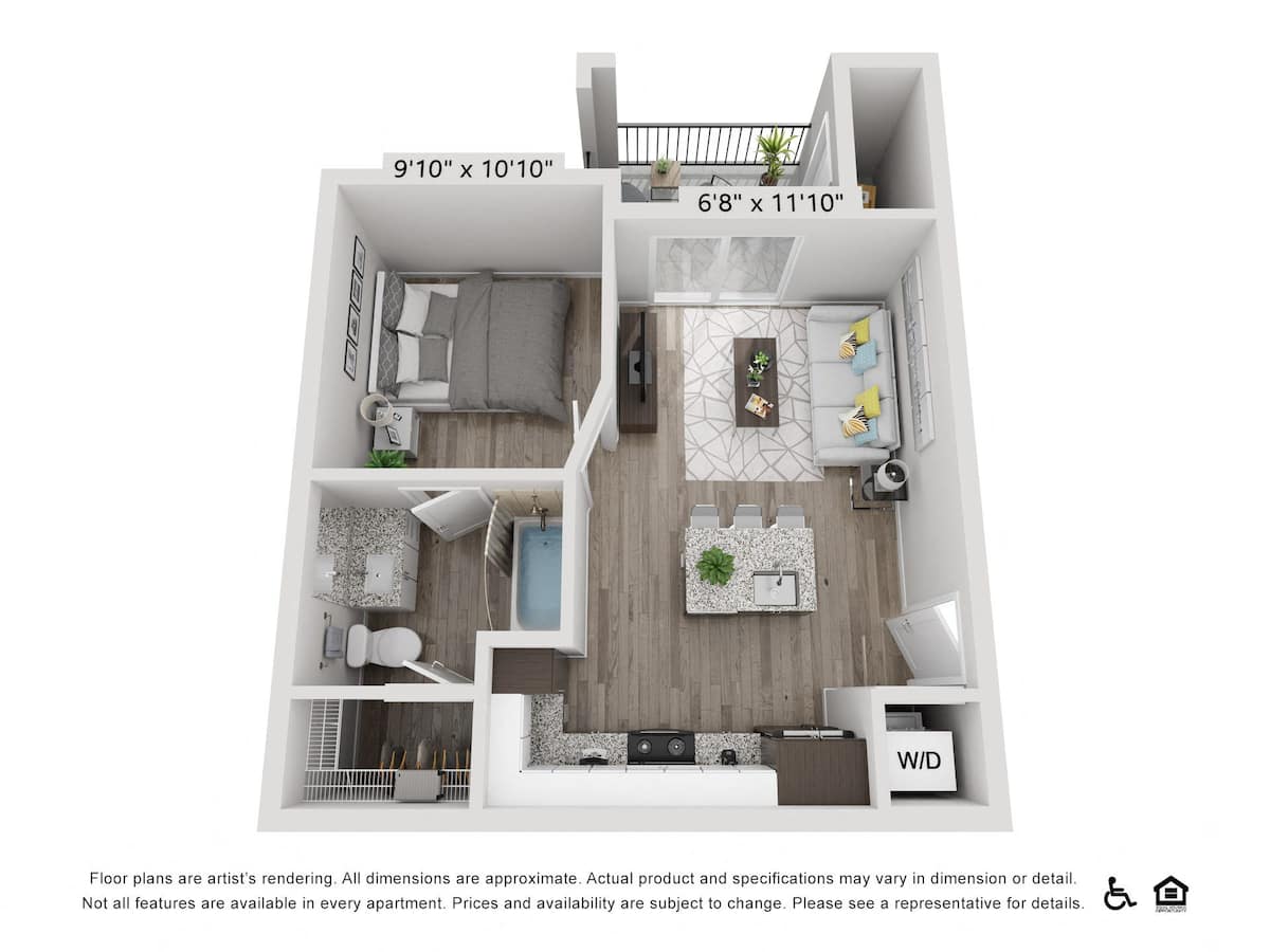 Floorplan diagram for A1, showing 1 bedroom