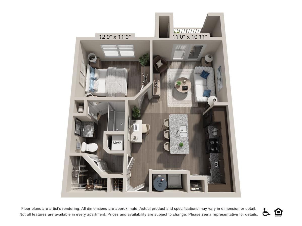 Floorplan diagram for A2, showing 1 bedroom