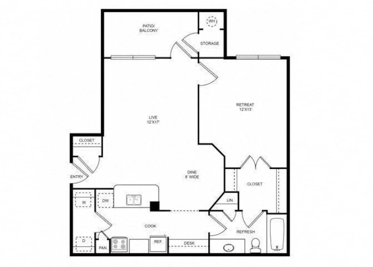 Floorplan diagram for Bear Creek, showing 1 bedroom