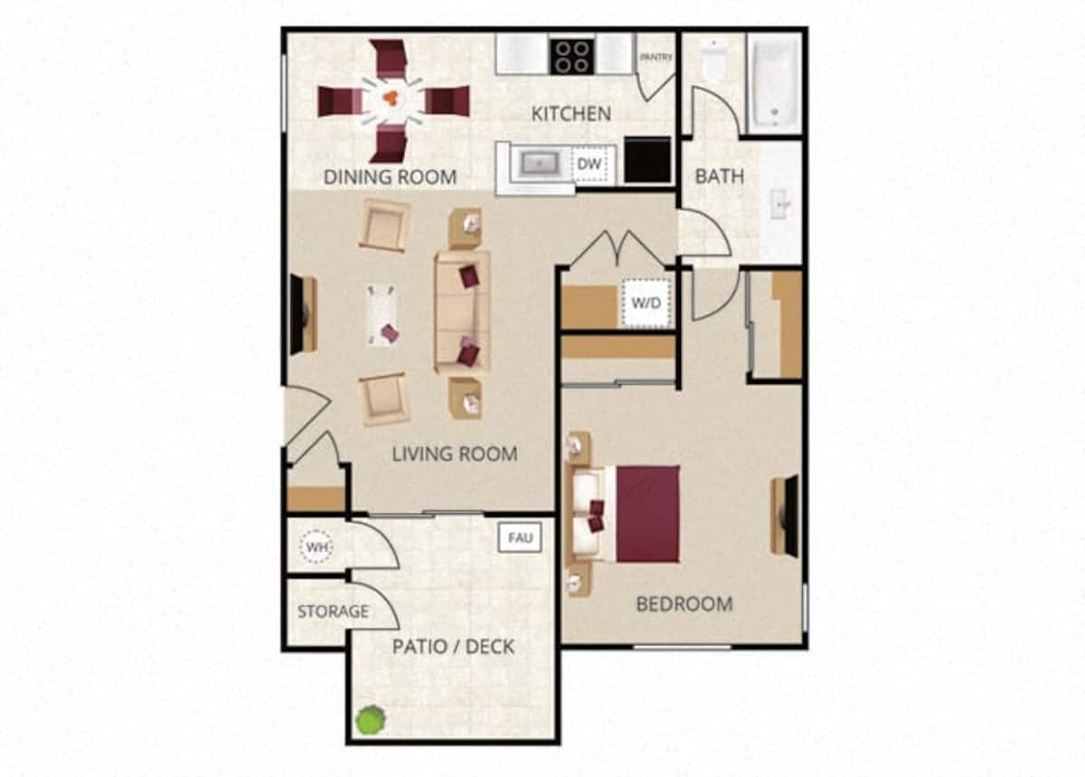 Floorplan diagram for Plan 1, showing 1 bedroom
