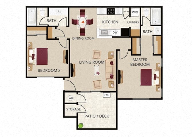 Floorplan diagram for Plan 2, showing 2 bedroom